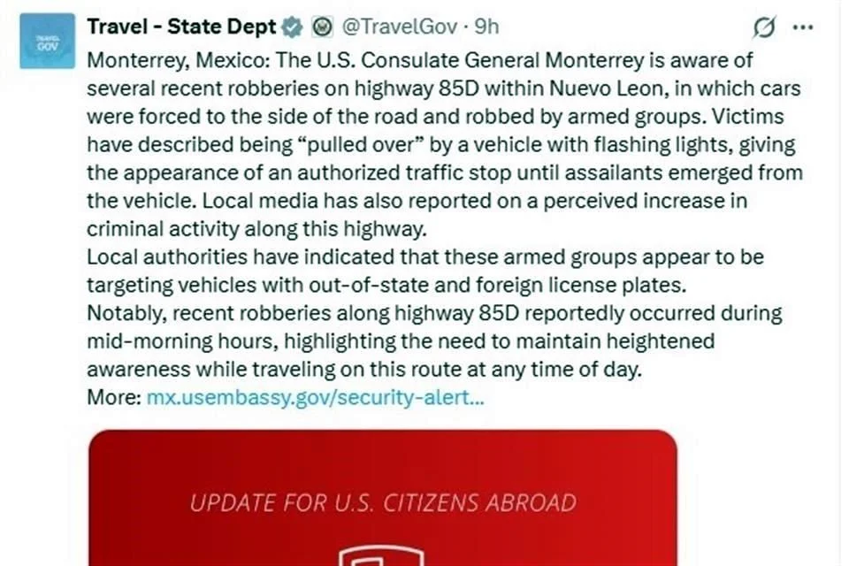 Image | La Silla Regia Eu Lanza Alerta Por Violencia En Autopista a Laredo