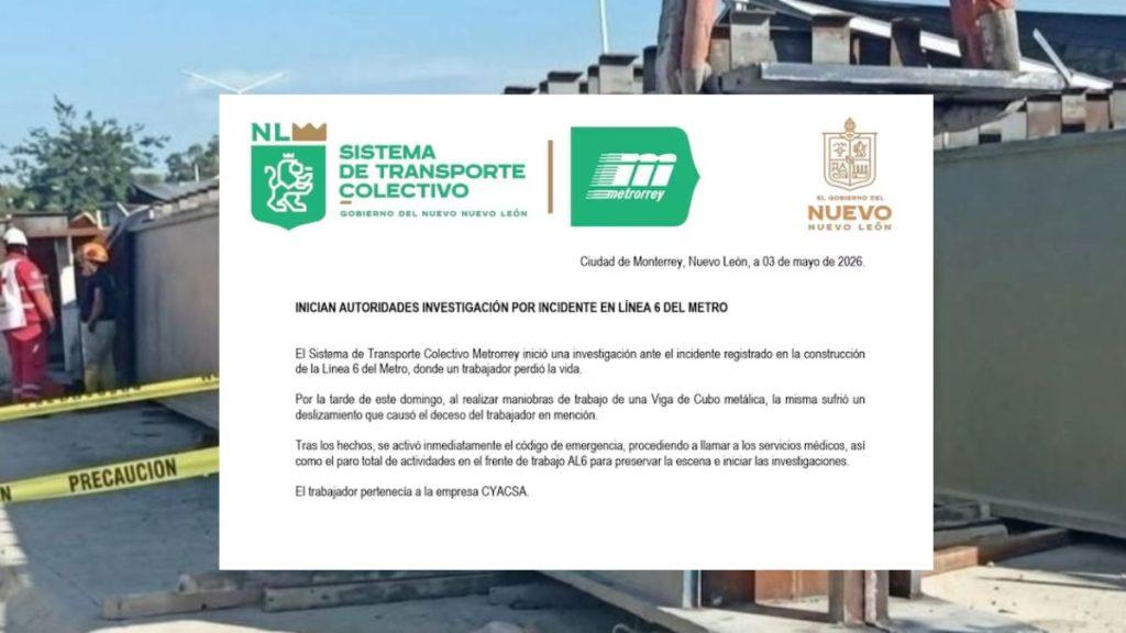 Anuncio De La Investigación De La Muerte En La Obra De La Línea 6.