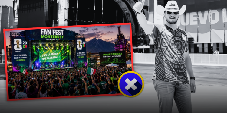Bloque 2- Julio | La Silla Regia Colorful Outdoor Festival Stage at Fan Fest Monterrey 2026 with a Packed Crowd and Bright Lights. | La Silla Regia